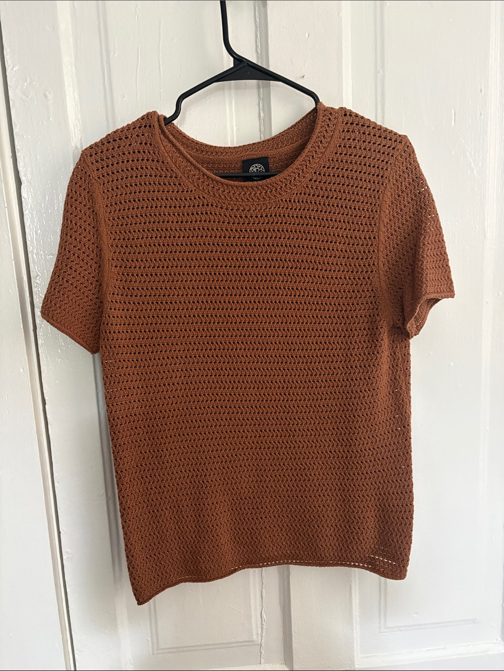 Women’s Short-Sleeve Open Knit Tee - Brown
